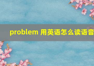 problem 用英语怎么读语音